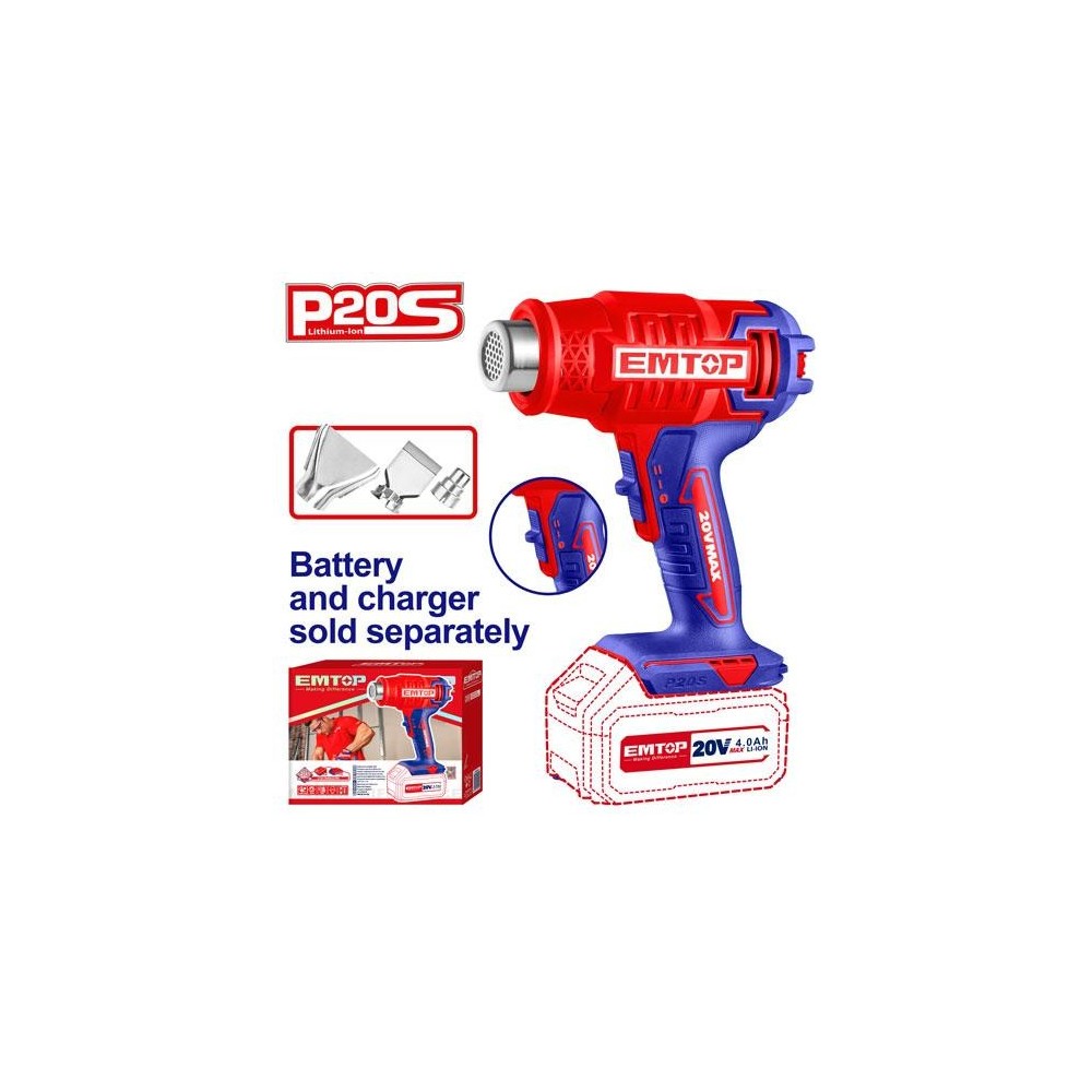 PISTOLA DE CALOR INALÁMBRICA - 20V SIN BAT, SIN CARGADOR EHGN20021