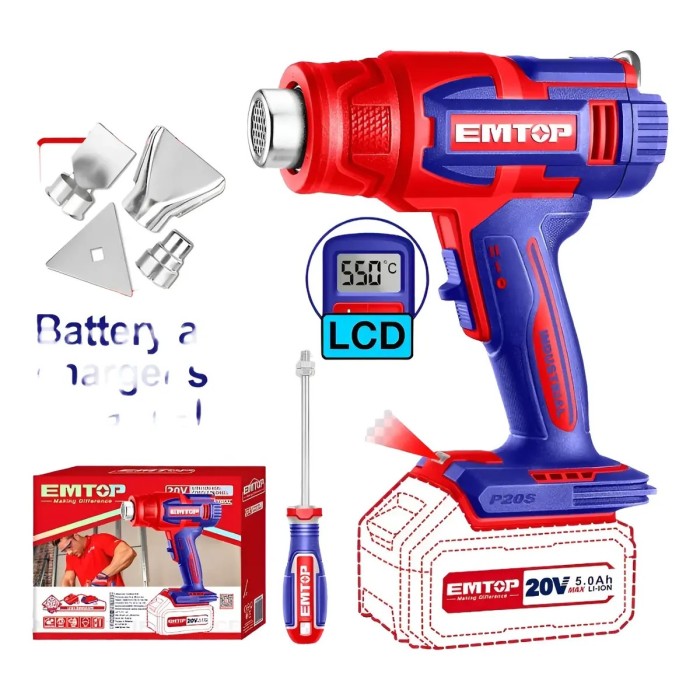 PISTOLA DE CALOR INALÁMBRICA 20V-LCD CONTROL TEMPERATURA - SIN BATERIA  EHGN20031